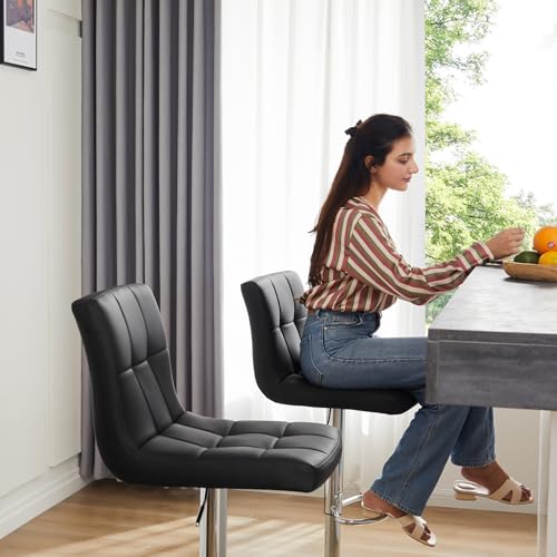 Set of 4 Adjustable PU Leather Bar Stools