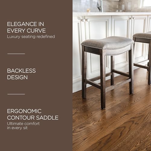 Adrien 26" Backless Saddle Barstool in Walnut