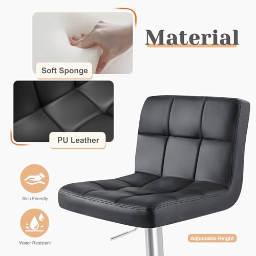 Set of 4 Adjustable PU Leather Bar Stools