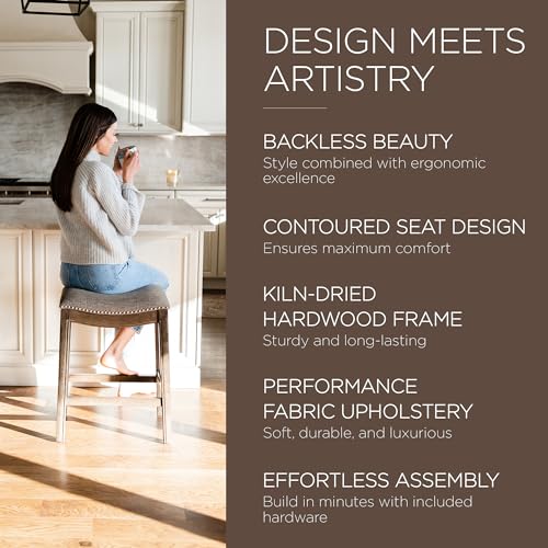 Adrien 26" Backless Saddle Barstool in Walnut