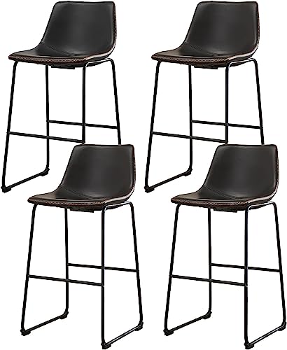 Modern Faux Leather Counter Height Bar Stools Set