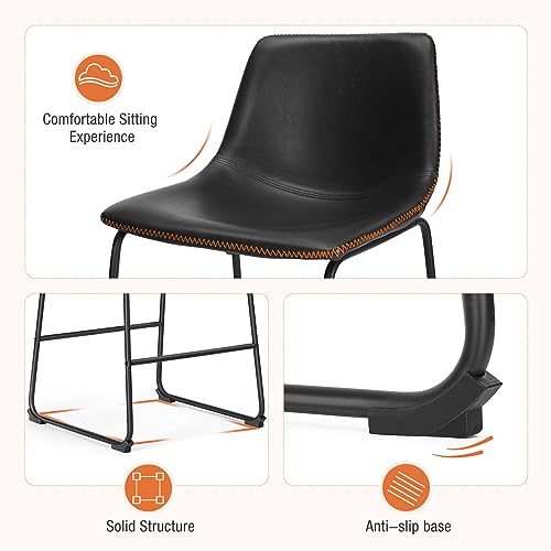 Modern Faux Leather Counter Height Bar Stools Set