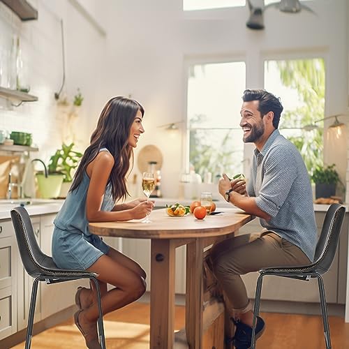 Modern Faux Leather Counter Height Bar Stools Set