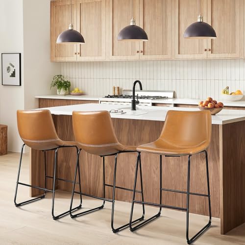 Set of 3 Modern Counter Height Bar Stools