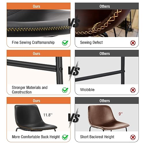 Modern Faux Leather Counter Height Bar Stools Set