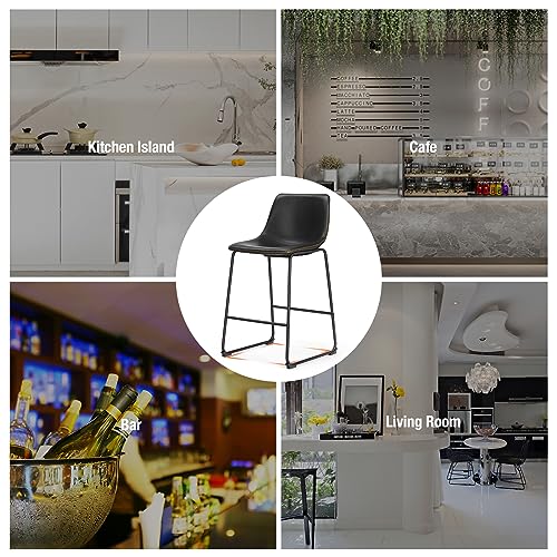 Modern Faux Leather Counter Height Bar Stools Set