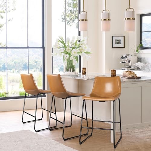 Set of 3 Modern Counter Height Bar Stools