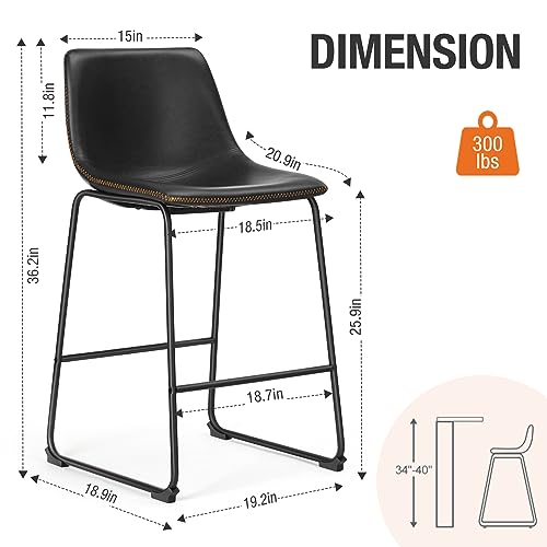 Modern Faux Leather Counter Height Bar Stools Set