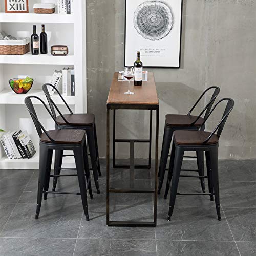 Set of 4 Modern Matte Black Bar Stools