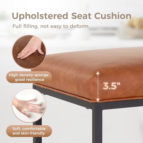 Set of 3 Modern Backless Bar Stools, Brown