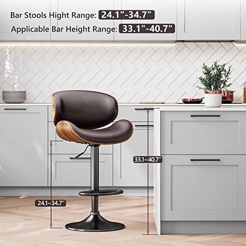 Modern Adjustable Bar Stools Set of 4 - Brown