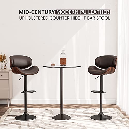Modern Adjustable Bar Stools Set of 4 - Brown