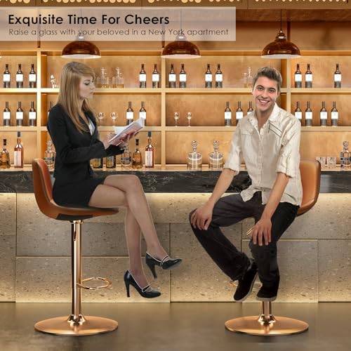 Mid Century Modern Adjustable Swivel Bar Stools Set