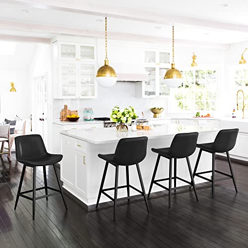 Set of 3 Modern Black Counter Stools