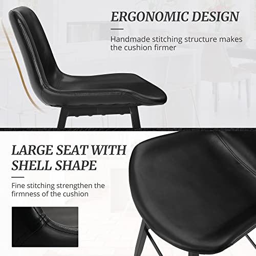 Set of 3 Modern Black Counter Stools