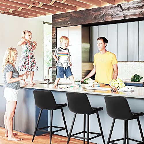 Set of 3 Modern Black Counter Stools