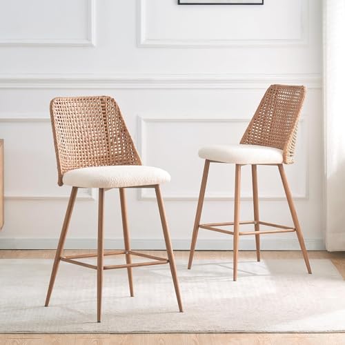Rattan Counter Height Bar Stools Set of 2