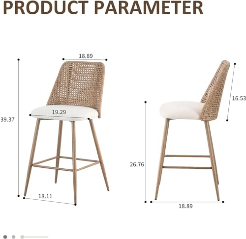 Rattan Counter Height Bar Stools Set of 2