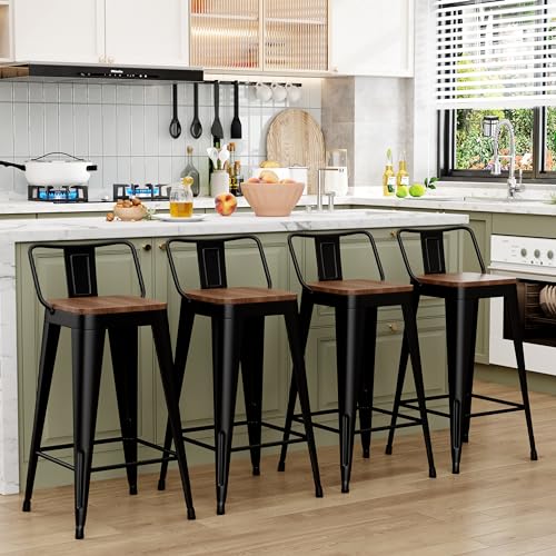 Set of 4 Counter Height Metal Bar Stools