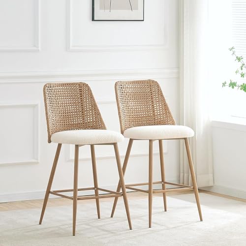 Rattan Counter Height Bar Stools Set of 2