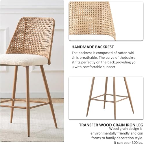 Rattan Counter Height Bar Stools Set of 2