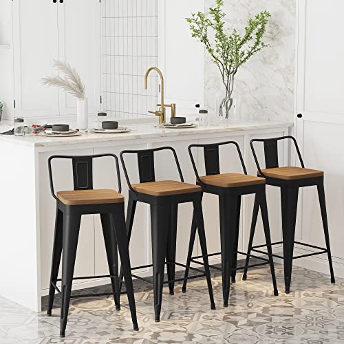 Set of 4 Counter Height Metal Bar Stools