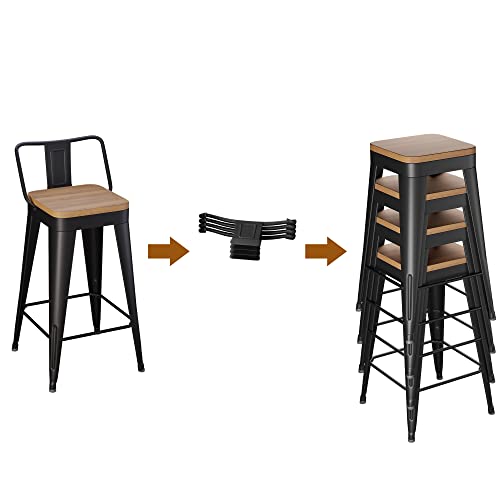 Set of 4 Counter Height Metal Bar Stools