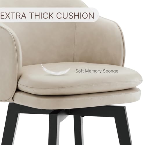Beige Upholstered Swivel Barstools for Kitchen Island