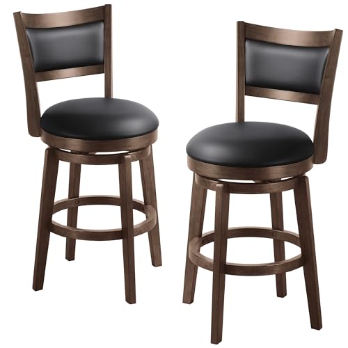 High Back Swivel Barstools Set of 2