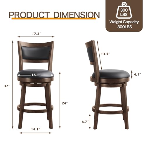 High Back Swivel Barstools Set of 2