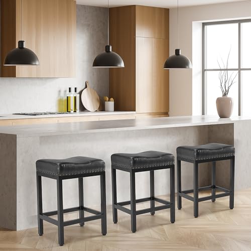 Set of 4 Modern 24" Black Bar Stools