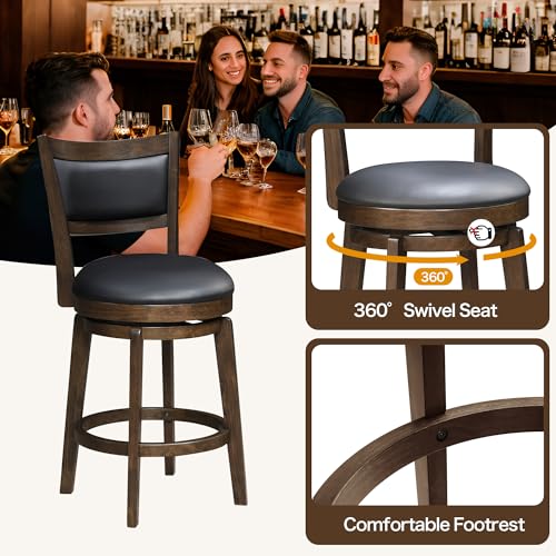 High Back Swivel Barstools Set of 2