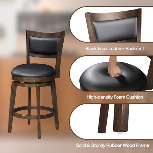 High Back Swivel Barstools Set of 2