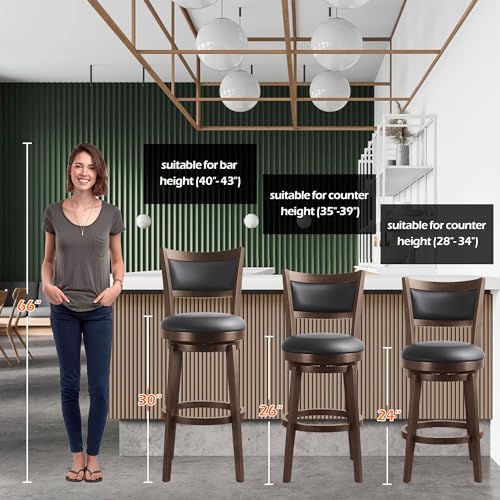 High Back Swivel Barstools Set of 2