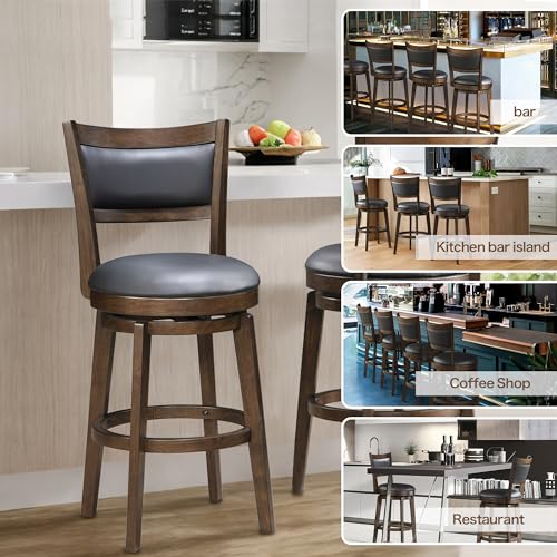 High Back Swivel Barstools Set of 2