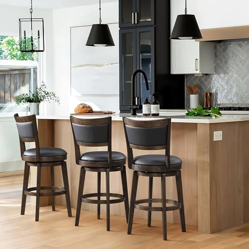 High Back Swivel Barstools Set of 2