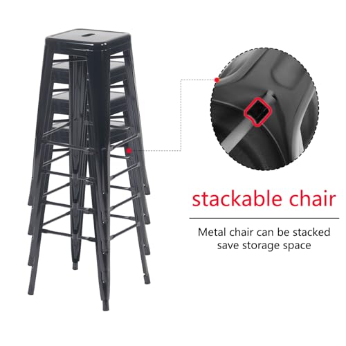 Set of 4 Black Industrial Barstools, 30-inch