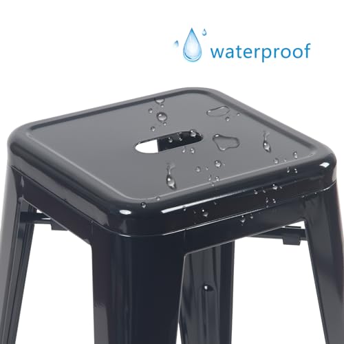 Set of 4 Black Industrial Barstools, 30-inch