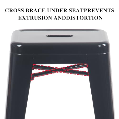 Set of 4 Black Industrial Barstools, 30-inch