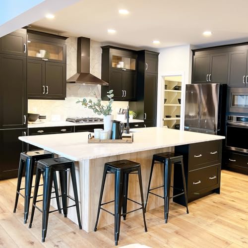 Set of 4 Black Industrial Barstools, 30-inch