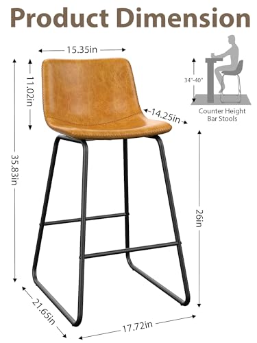 Set of 3 Modern Faux Leather Bar Stools