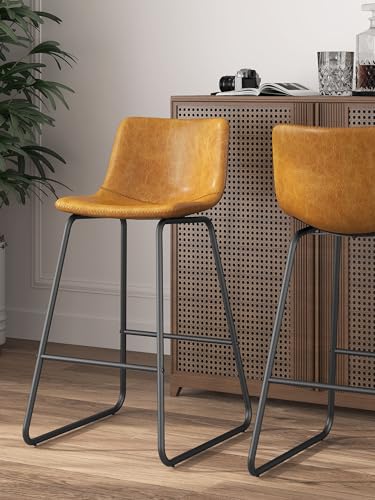 Set of 3 Modern Faux Leather Bar Stools
