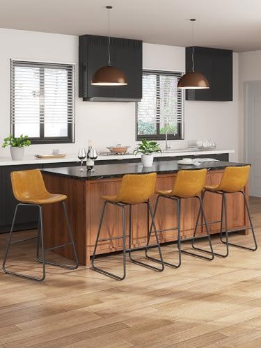 Set of 3 Modern Faux Leather Bar Stools