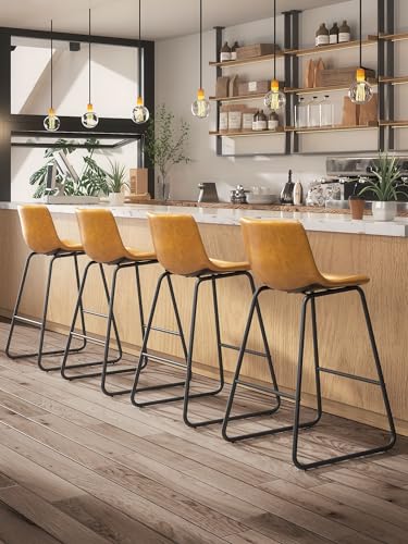 Set of 3 Modern Faux Leather Bar Stools