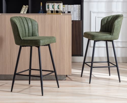 Modern Green Counter Height Bar Stools Set of 2