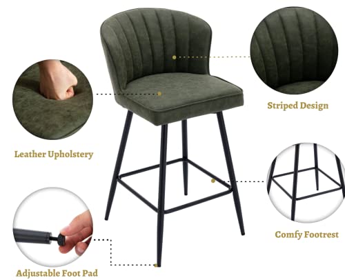 Modern Green Counter Height Bar Stools Set of 2