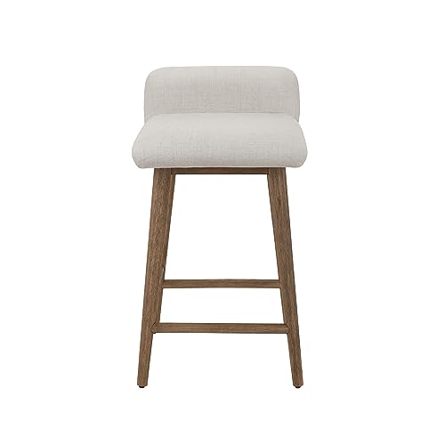 Linen Upholstered Counter Height Bar Stools - Set of 2