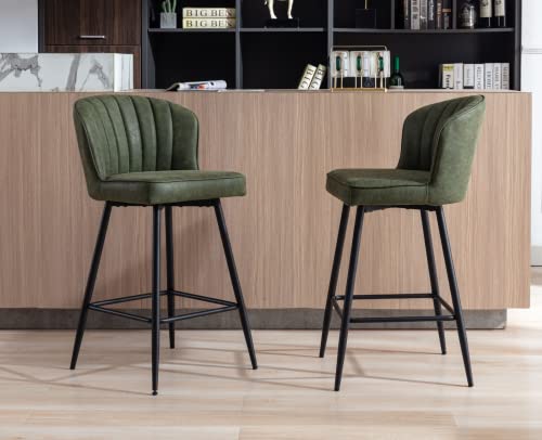 Modern Green Counter Height Bar Stools Set of 2
