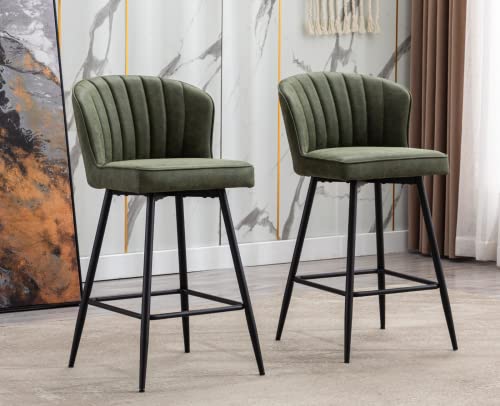Modern Green Counter Height Bar Stools Set of 2