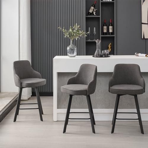 Set of 3 Dark Grey Swivel Bar Stools